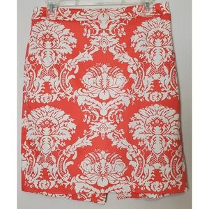 J Crew Pencil Skirt 6 Coral Coconut Girl Tropical Beachy Vacation Luau Hawaiian